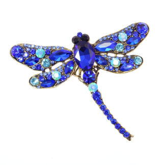Skvostná brošňa modrej vážky cx18